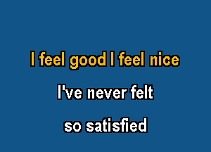 lfeel good I feel nice

I've never felt

so satisfied