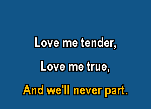 Love me tender,

Love me true,

And we'll never part.