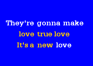 They're gonna make

love true love
It's a new love