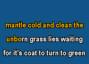 mantle cold and clean the

unborn grass lies waiting

for it's coat to turn to green