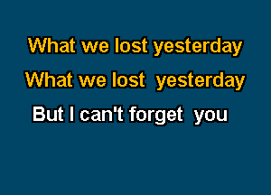 What we lost yesterday
What we lost yesterday

But I can't forget you