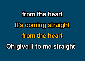 from the heart
It's coming straight
from the heart

Oh give it to me straight