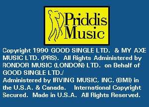 CopyLighthEIi) GOOD SINGLE LTD. Q-EEE

MUSIC LTD. (GEE), All Rights
MUSIC (LONDON) LTD. on Behalf of
GOOD SINGLE LTD.

mmmm
enamo-

83351132!) Made in U.S.A. All Highm Reserved.