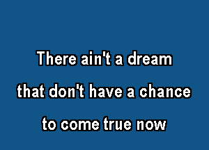 There ain't a dream

that don't have a chance

to come true now