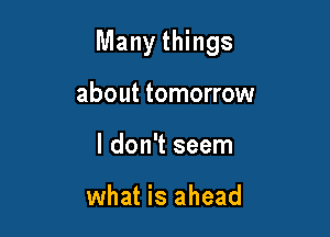 Many things

about tomorrow
I don't seem

what is ahead