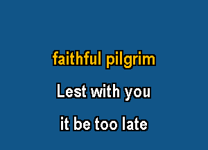 faithful pilgrim

Lest with you

it be too late