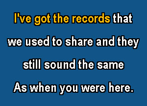 I've got the records that

we used to share and they

still sound the same

As when you were here.