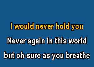 I would never hold you

Never again in this world

but oh-sure as you breathe