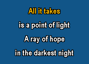 All it takes
is a point of light
A ray of hope

in the darkest night