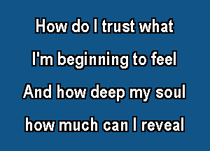 How do I trust what

I'm beginning to feel

And how deep my soul

how much can I reveal