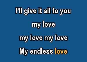 I'll give it all to you

my love
my love my love

My endless love