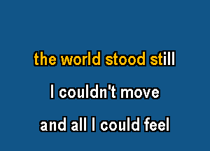 the world stood still

I couldn't move

and all I could feel
