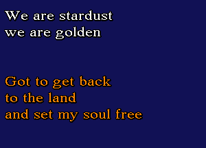 TWe are stardust
we are golden

Got to get back
to the land
and set my soul free
