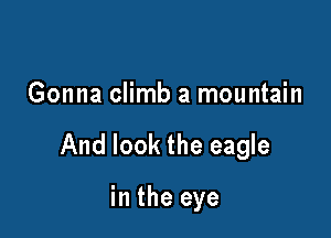 Gonna climb a mountain

And look the eagle

in the eye