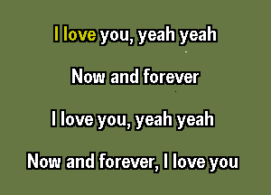 I love you, yeah yeah

Now and forever
I love you, yeah yeah

Now and forever, I love you