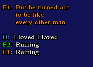 F12 But he turned out
to be like
every other man

B2 I loved I loved
F22 Raining
F12 Raining