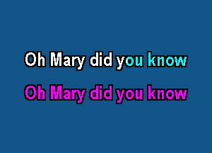 Oh Mary did you know