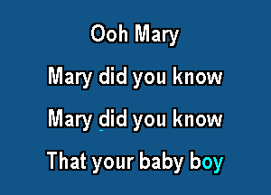 Ooh Mary
Mary did you know
Mary did you know

That your baby boy