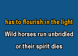 has to flourish in the light

Wild horses run unbridled

or their spirit dies