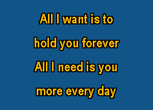 All I want is to

hold you forever

All I need is you

more every day