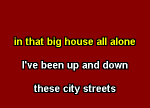 in that big house all alone

I've been up and down

these city streets