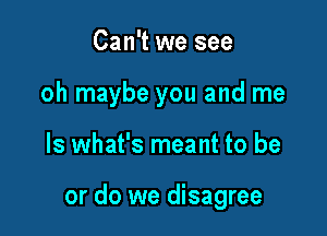 Can't we see
oh maybe you and me

Is what's meant to be

or do we disagree