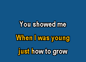 You showed me

When I was young

just how to grow