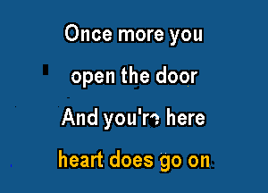 Once more you
open the door

And you're here

heart does go on