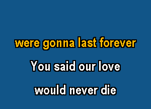 were gonna last forever

You said our love

would never die