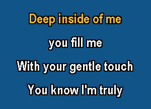 Deep inside of me
you fill me

With your gentle touch

You know I'm truly