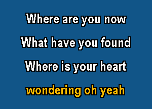 Where are you now

What have you found
Where is your heart

wondering oh yeah