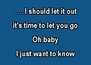 ...lshould let it out

it's time to let you go

Oh baby

ljust want to know