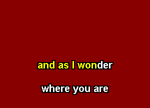 and as I wonder

where you are