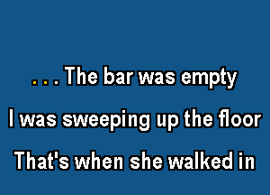 . . . The bar was empty

I was sweeping up the floor

That's when she walked in