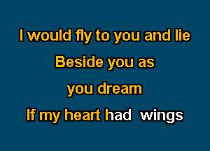 I would fly to you and lie
Beside you as

you dream

If my heart had wings