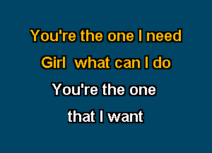 You're the one I need

Girl what can I do

You're the one

that I want