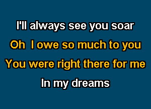 I'll always see you soar

Oh I owe so much to you

You were right there for me

In my dreams