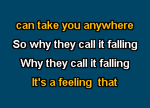 can take you anywhere
So why they call it falling

Why they call it falling

It's a feeling that