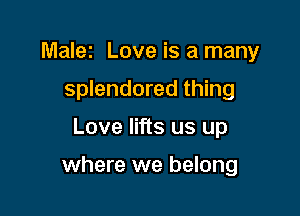 Malez Love is a many
splendored thing

Love lifts us up

where we belong
