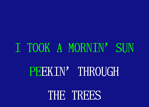 I TOOK A MORNIW SUN
PEEKIIW THROUGH
THE TREES