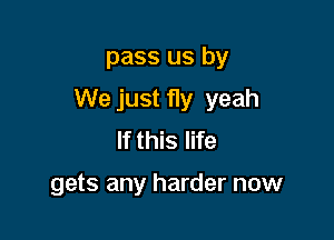 pass us by

We just fly yeah

If this life

gets any harder now