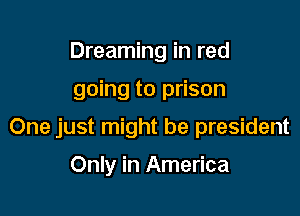 Dreaming in red

going to prison

One just might be president

Only in America