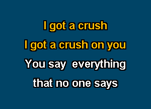 I got a crush

I got a crush on you

You say everything

that no one says