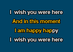 I wish you were here

And in this moment

I am happy happy
I wish you were here