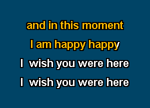 and in this moment

I am happy happy

I wish you were here

I wish you were here