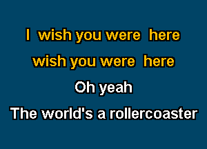I wish you were here

wish you were here
Oh yeah

The world's a rollercoaster
