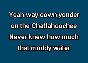 Yeah way down yonder
on the Chattahoochee

Never knew how much

that muddy water