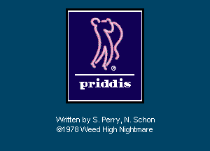 Whiten by 8 Perry, N Schon
Qn 978 Weed th Nzghtmare