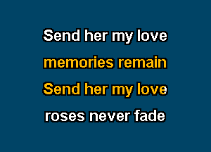 Send her my love

memories remain

Send her my love

roses never fade