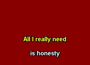 All I really need

is honesty